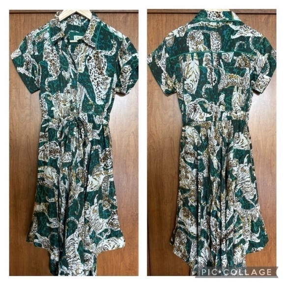 :Price Firm: Anthropologie Maeve Contrast Button-Down Midi Dress - Picture 5 of 10